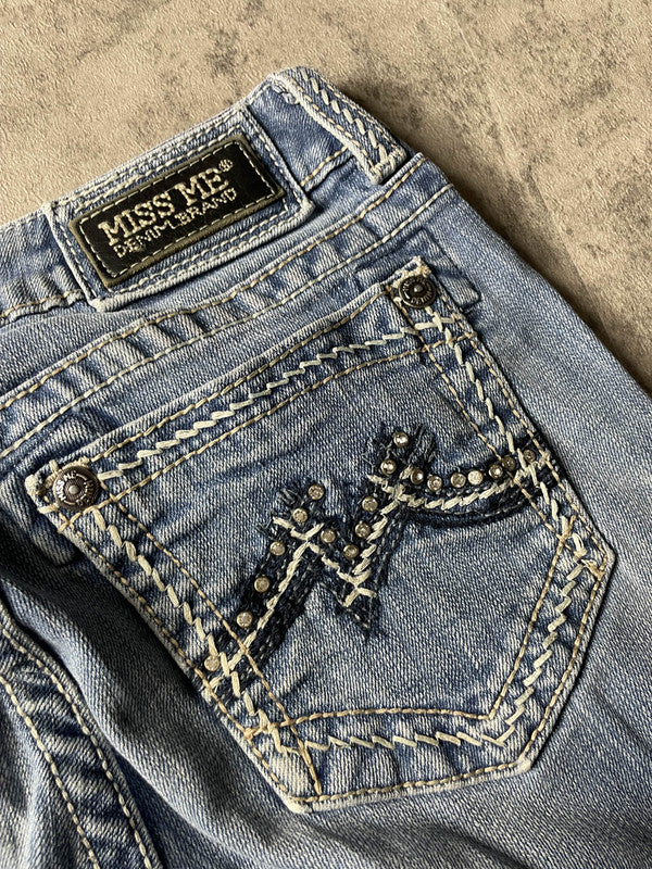 Miss Me Bootcut Jeans S Vintage Y2k Rare Hip Hop Embroidered #PI6831