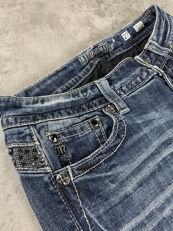 Miss Me Bootcut Jeans S Vintage y2k Rare Hip Hop Embroidered #KH1412