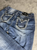 Miss Me Capri Jeans M Vintage y2k rare Bootcut Hip Hop Embroidered #IY7494