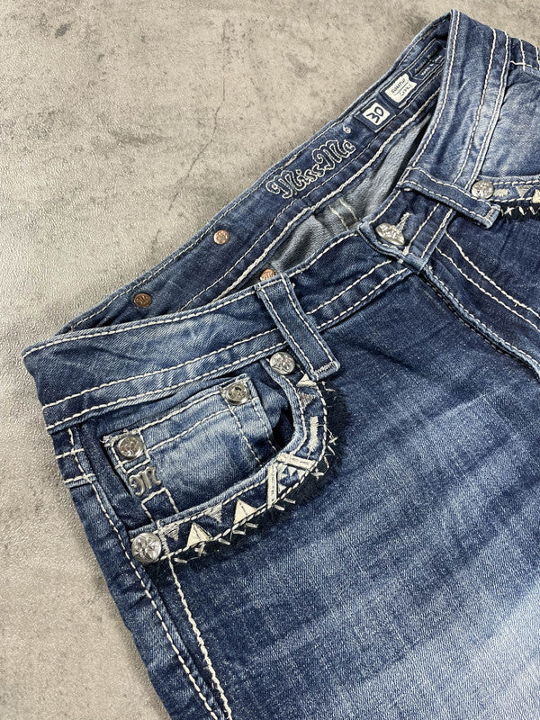 Miss Me Capri Jeans M Vintage y2k rare Bootcut Hip Hop Embroidered #IY7494