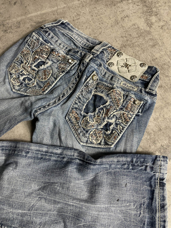 Miss Me Jeans Bootcut XXS Vintage y2k Rare Hip Hop Embroidered #LV5186