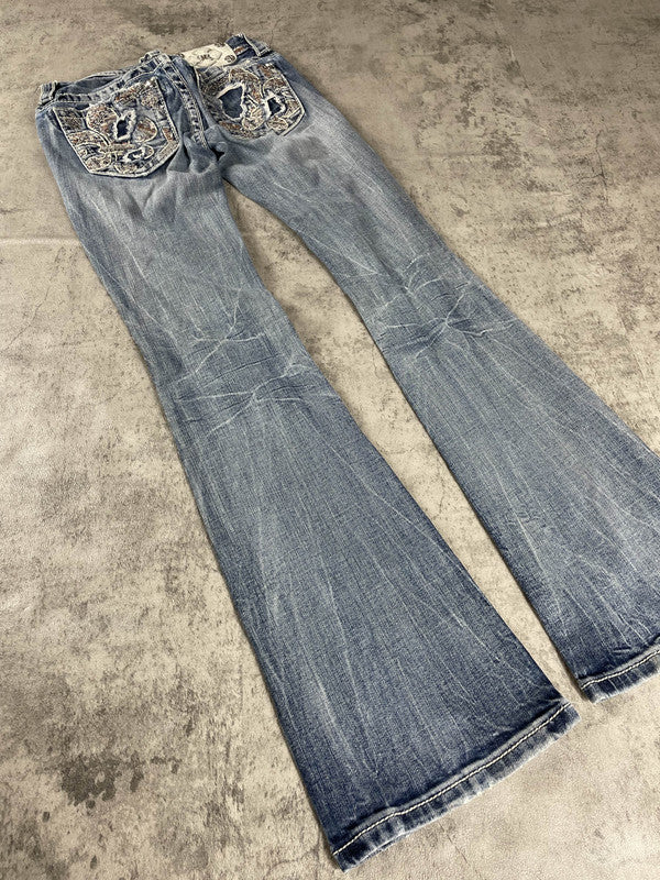 Miss Me Jeans Bootcut XXS Vintage y2k Rare Hip Hop Embroidered #LV5186