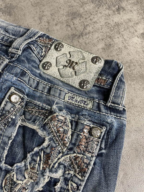 Miss Me Jeans Bootcut XXS Vintage y2k Rare Hip Hop Embroidered #LV5186