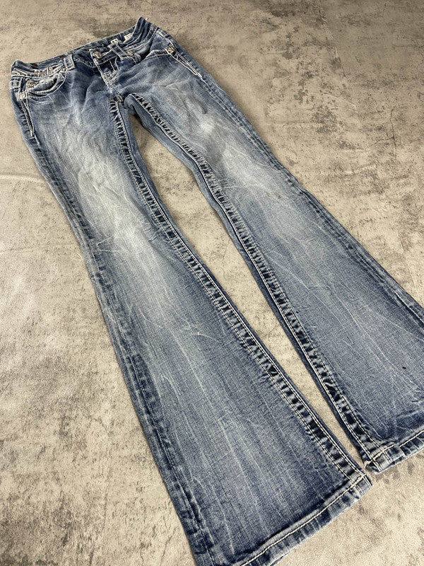 Miss Me Jeans Bootcut XXS Vintage y2k Rare Hip Hop Embroidered #LV5186
