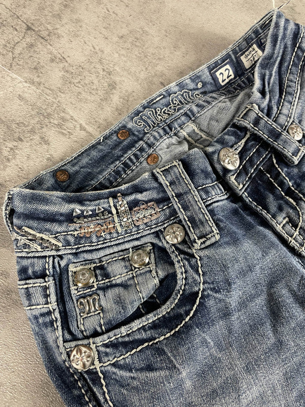 Miss Me Jeans Bootcut XXS Vintage y2k Rare Hip Hop Embroidered #LV5186