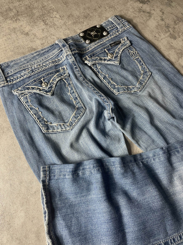 Miss Me Jeans L Bootcut Vintage y2k Rare Embroidered Hip Hop #YK7854
