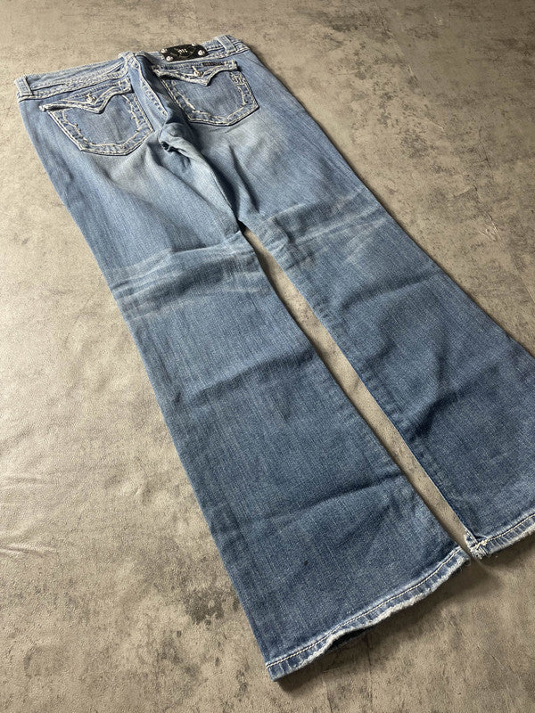 Miss Me Jeans L Bootcut Vintage y2k Rare Embroidered Hip Hop #YK7854