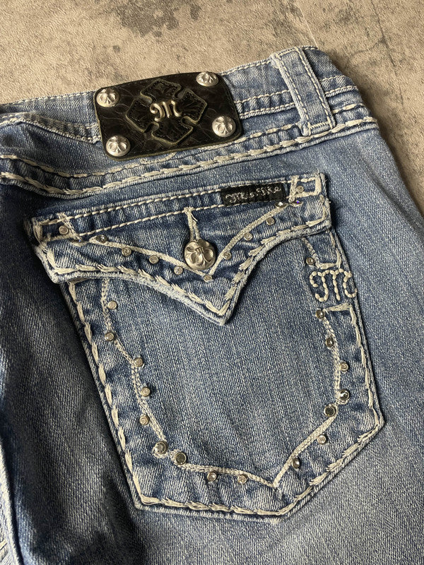Miss Me Jeans L Bootcut Vintage y2k Rare Embroidered Hip Hop #YK7854