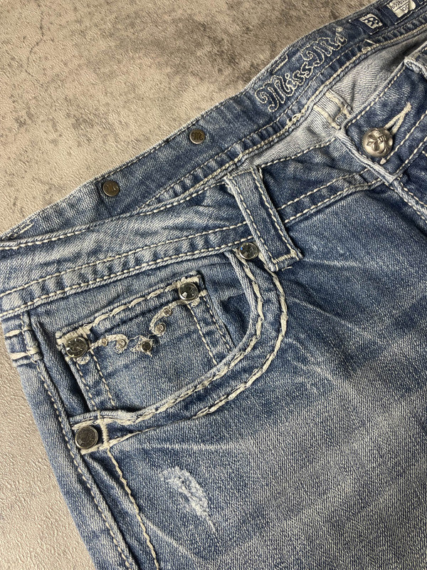 Miss Me Jeans L Bootcut Vintage y2k Rare Embroidered Hip Hop #YK7854