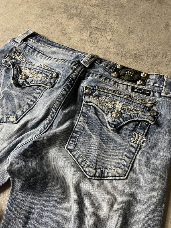 Miss Me Jeans M Bootcut Vintage Y2K Rare Hip Hop Embroidered #XW4513