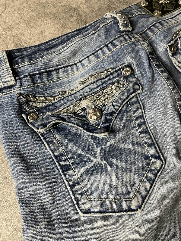 Miss Me Jeans M Bootcut Vintage Y2K Rare Hip Hop Embroidered #XW4513