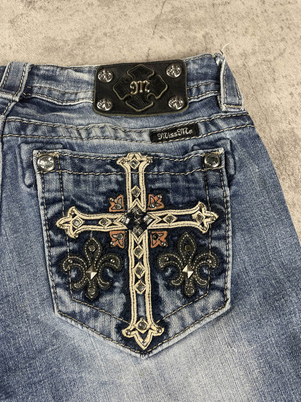 Miss Me Jeans M Bootcut Vintage y2k Hip Hop Embroidered #AH7781
