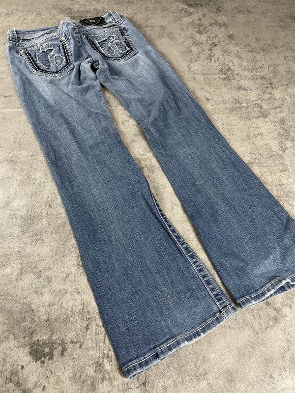 Miss Me Jeans S Bootcut Vintage Y2K Rare Hip Hop Embroidered #GQ6136