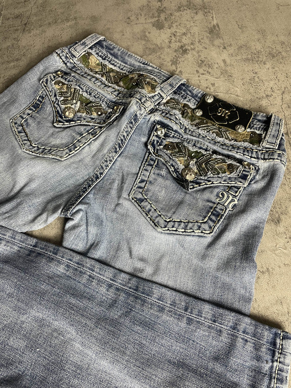 Miss Me Jeans S Bootcut Vintage Y2k Rare Hip Hop Embroidered #GJ0282