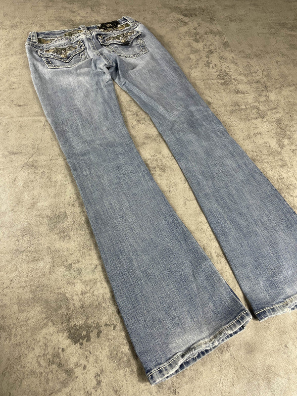 Miss Me Jeans S Bootcut Vintage Y2k Rare Hip Hop Embroidered #GJ0282