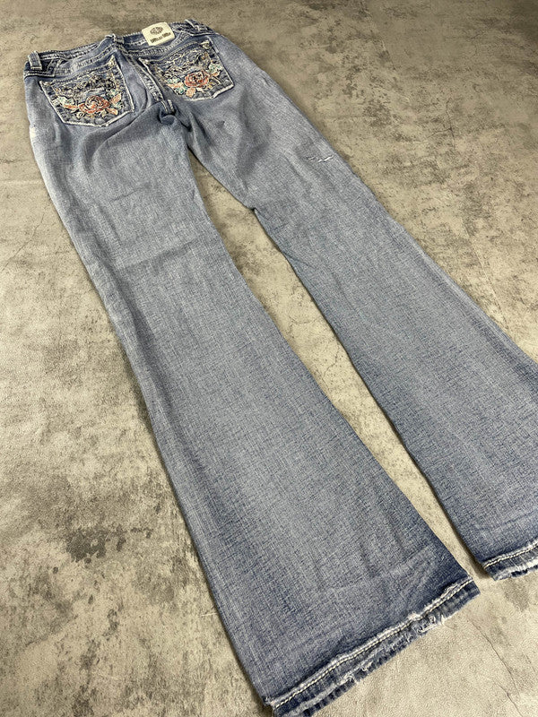 Miss Me Jeans S Bootcut Vintage y2k Hip Hop Embroidered Rare #EH0261