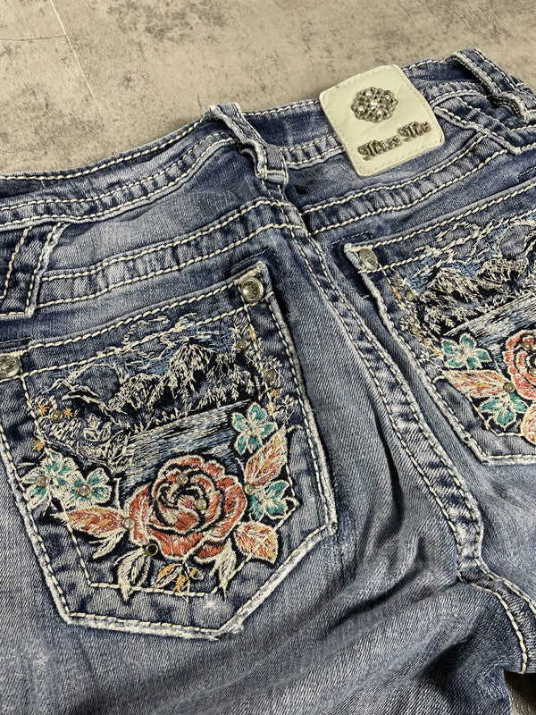 Miss Me Jeans S Bootcut Vintage y2k Hip Hop Embroidered Rare #EH0261