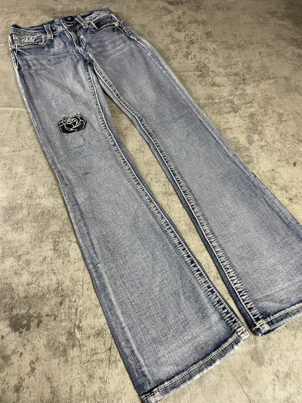 Miss Me Jeans S Bootcut Vintage y2k Hip Hop Embroidered Rare #EH0261