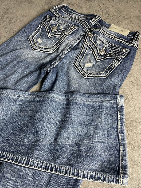 Miss Me Jeans XS Bootcut Vintage Y2K Rare Hip Hop Embroidered #RC0628