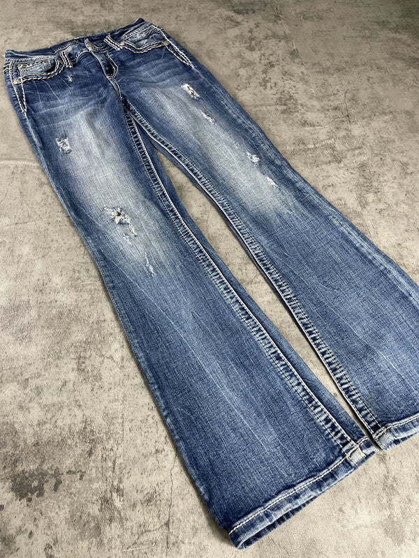 Miss Me Jeans XS Bootcut Vintage Y2K Rare Hip Hop Embroidered #RC0628