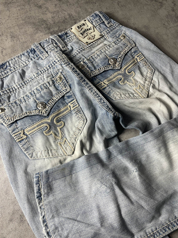 RR Baggy Jeans S Vintage y2k Rare Hip Hop Embroidered #MX5439