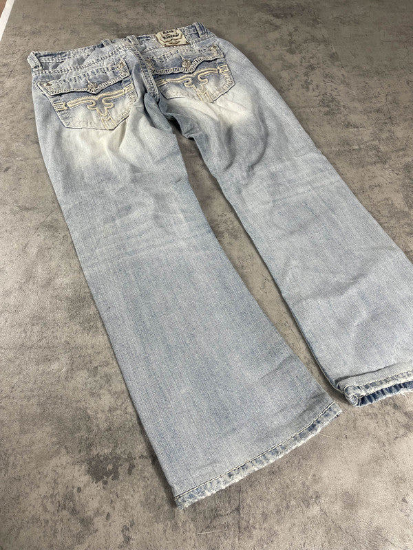 RR Baggy Jeans S Vintage y2k Rare Hip Hop Embroidered #MX5439