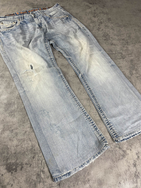 RR Baggy Jeans S Vintage y2k Rare Hip Hop Embroidered #MX5439