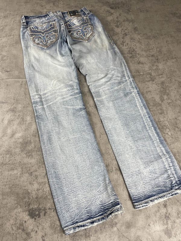 RR Jeans M Straight Vintage Y2k Rare Hip Hop Embroidered #DU7063