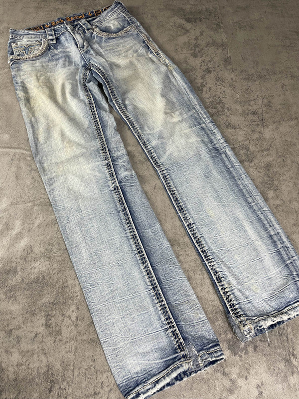 RR Jeans M Straight Vintage Y2k Rare Hip Hop Embroidered #DU7063