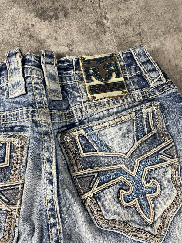 RR Jeans M Straight Vintage Y2k Rare Hip Hop Embroidered #DU7063