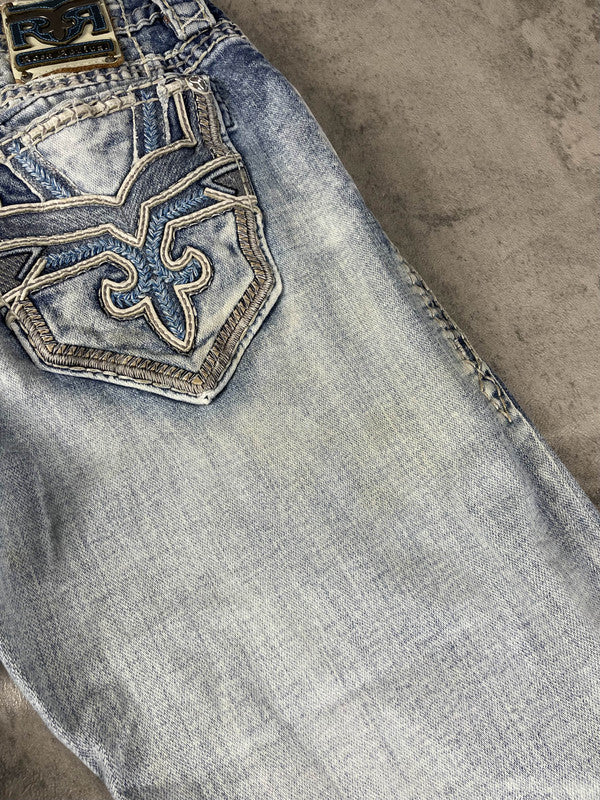 RR Jeans M Straight Vintage Y2k Rare Hip Hop Embroidered #DU7063