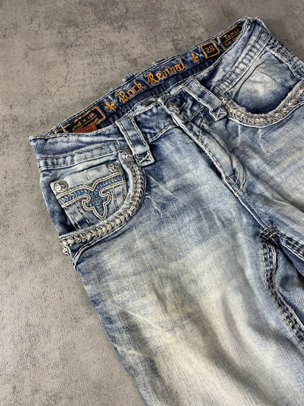 RR Jeans M Straight Vintage Y2k Rare Hip Hop Embroidered #DU7063