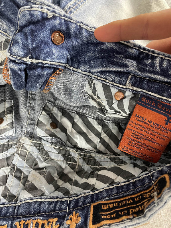 RR Jeans M Straight Vintage Y2k Rare Hip Hop Embroidered #DU7063