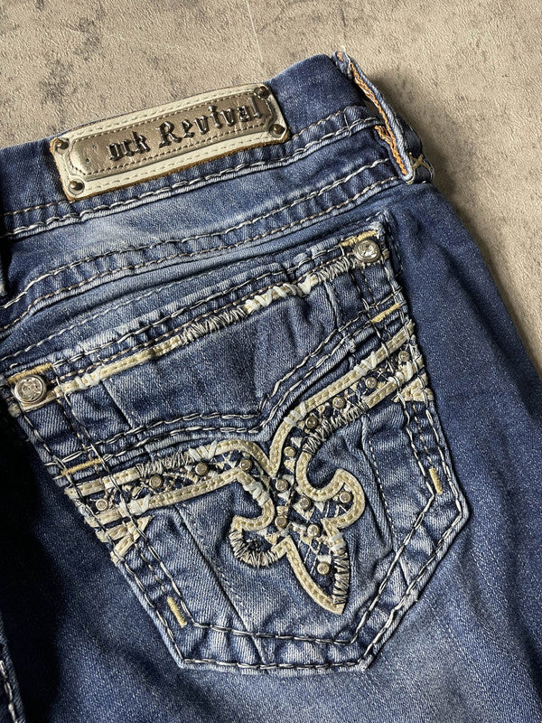 RR Jeans W Bootcut M Vintage y2k Rare Hip Hop Embroidered #HX6729