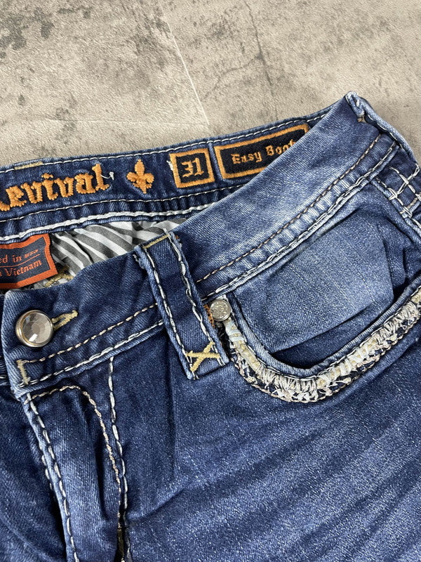 RR Jeans W Bootcut M Vintage y2k Rare Hip Hop Embroidered #HX6729