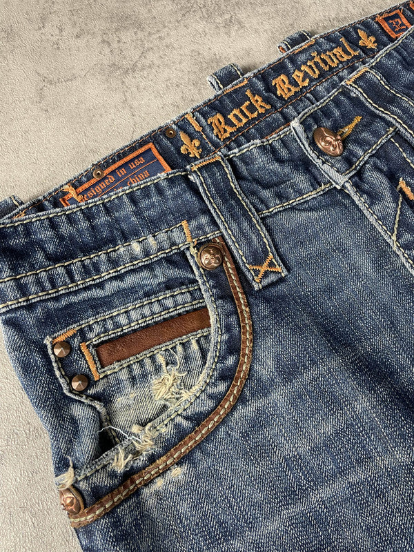 RR L Baggy Jeans Vintage y2k Rare Hip Hop Embroidered #NP0588