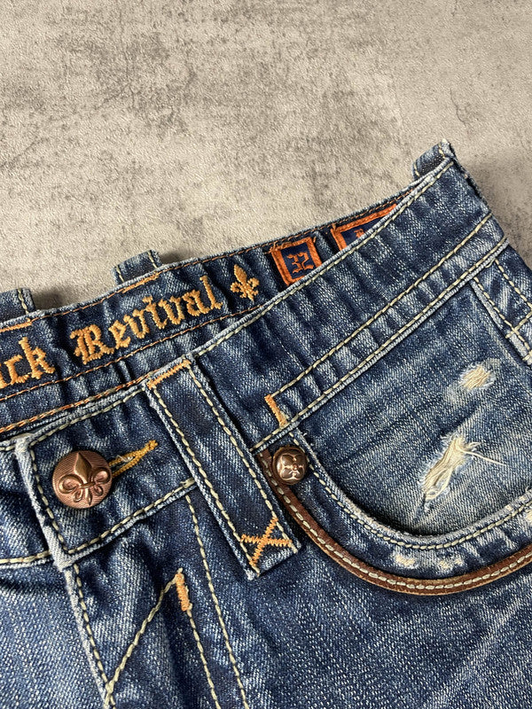 RR L Baggy Jeans Vintage y2k Rare Hip Hop Embroidered #NP0588