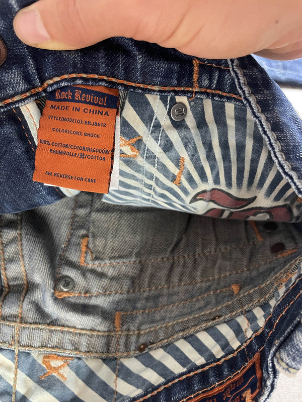 RR L Baggy Jeans Vintage y2k Rare Hip Hop Embroidered #NP0588