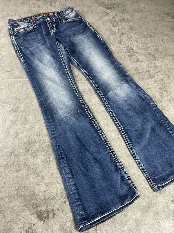 Rock Revival Bootcut Jeans M Vintage Y2k Rare Hip Hop Embroidered #EW0311