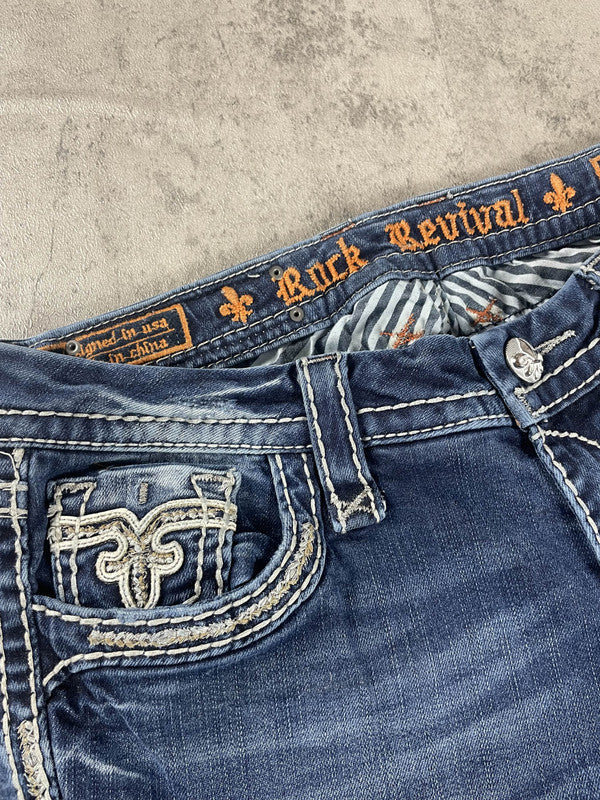 Rock Revival Bootcut Jeans M Vintage Y2k Rare Hip Hop Embroidered #EW0311