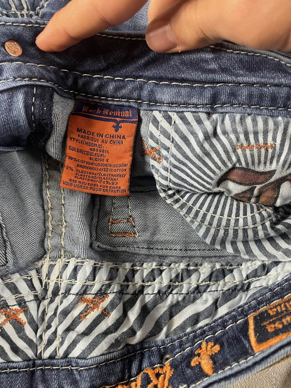 Rock Revival Bootcut Jeans M Vintage Y2k Rare Hip Hop Embroidered #EW0311