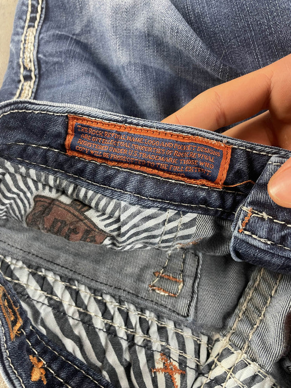 Rock Revival Bootcut Jeans M Vintage Y2k Rare Hip Hop Embroidered #EW0311