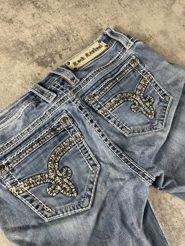 Rock Revival Jeans Bootcut W Vintage y2k rare M Hip Hop Embroidered #LD5924