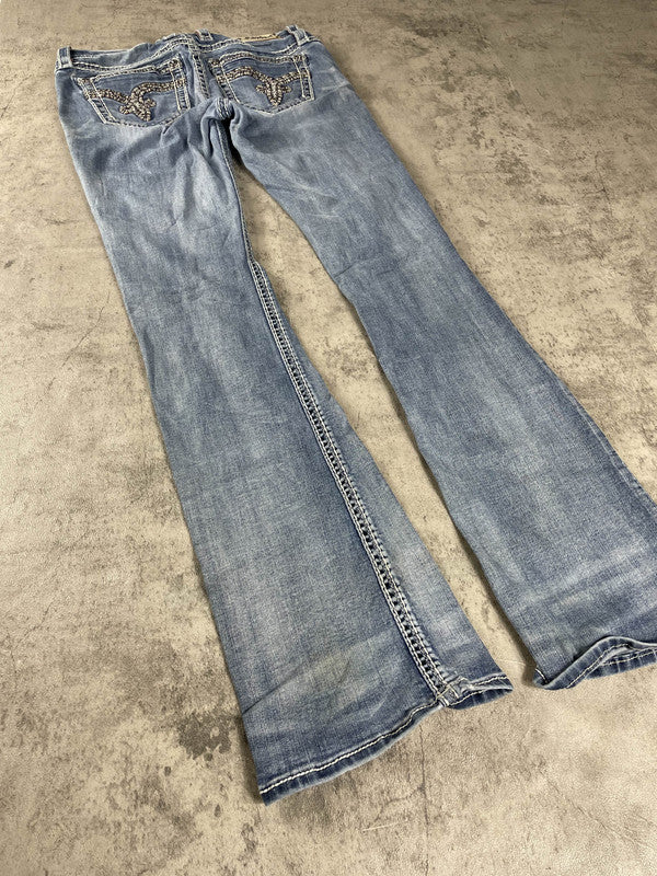 Rock Revival Jeans Bootcut W Vintage y2k rare M Hip Hop Embroidered #LD5924