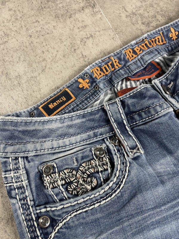 Rock Revival Jeans Bootcut W Vintage y2k rare M Hip Hop Embroidered #LD5924