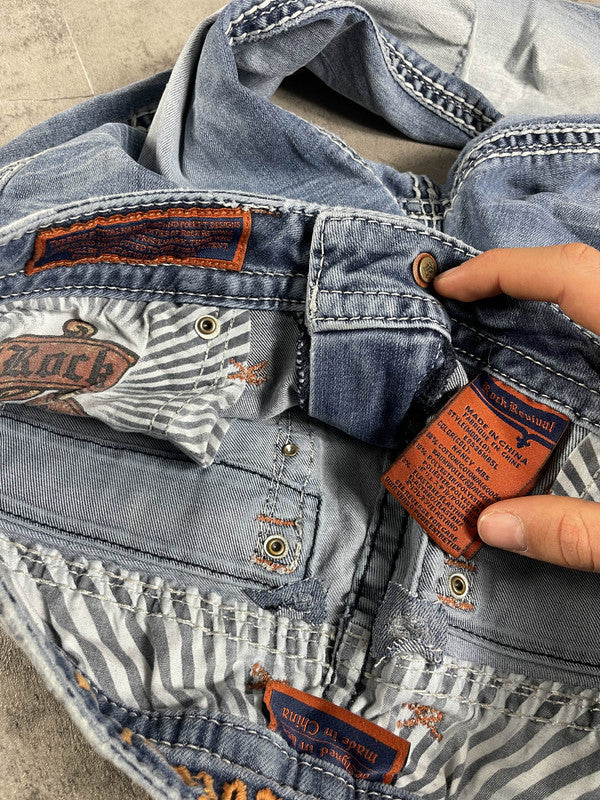 Rock Revival Jeans Bootcut W Vintage y2k rare M Hip Hop Embroidered #LD5924