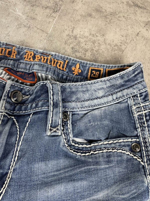 Rock Revival Jeans Bootcut W Vintage y2k rare M Hip Hop Embroidered #LD5924