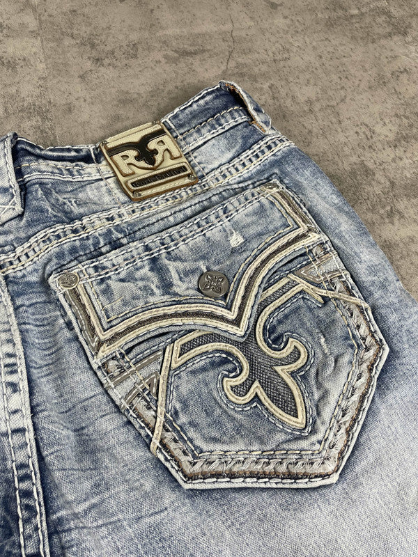 Rock Revival Jeans L Straight Leg Vintage Y2k Rare Hip Hop Embroidered #EP2212