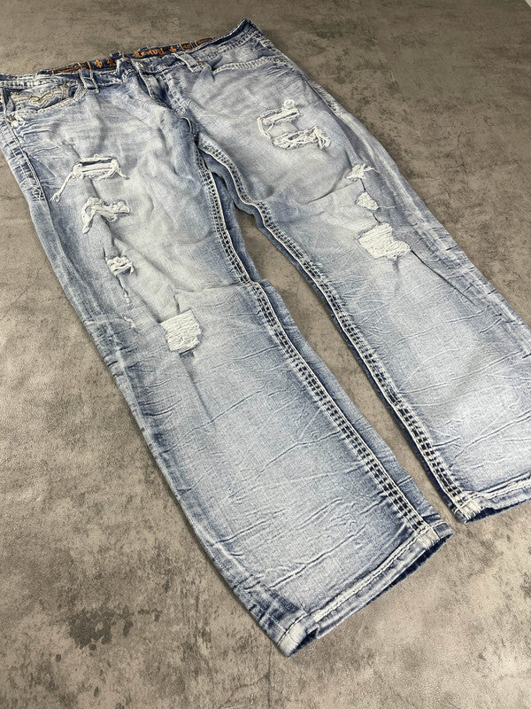 Rock Revival Jeans L Straight Leg Vintage Y2k Rare Hip Hop Embroidered #EP2212