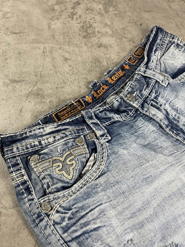 Rock Revival Jeans L Straight Leg Vintage Y2k Rare Hip Hop Embroidered #EP2212